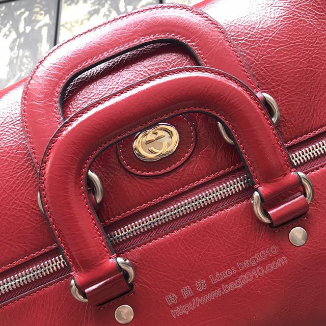 Gucci包 古馳新款手袋 Gucci牛皮旅行袋 Gucci手提肩背包 587866紅皮  gdj1057